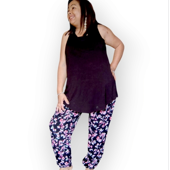 🎊3 FOR $10 CARISMA WOMENS XL PINK & BLACK FLORAL PAJAMA BOTTOMS - Picture 6 of 6